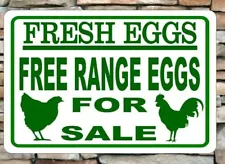 Fresh Eggs Free-Range Eggs For Sale Rooster Chicken Decor Aluminum Metal Sign