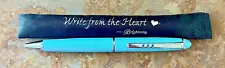 Brighton Pen in Black Protective Sleeve, Teal Blue, “Write from the Heart”