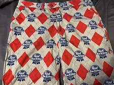 Loudmouth PBR Golf Shorts Size 38 Pabst Blue Ribbon All Over Print Beer