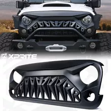 Xprite New ABS Matte Black Front Shark Grille For 2007-2018 Jeep Wrangler JK JKU