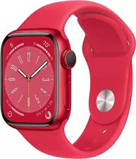 Apple Watch Series 8 (GPS + Cellular) 45mm Aluminum Case Red Sport Band - S/M