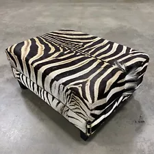 AUTHENTIC BURCHELL ZEBRA HIDE OTTOMAN | TAXIDERMY AFRICAN FURNITURE ZEBRA HIDE