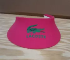 VINTAGE Lacoste Visor Hat Women One Size Pink Terry Lined Golf Crocodile Logo