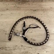 Biker Whip Motorcycle 28”Leather Whip for Handlebar Unisex Whips Pair Of Dice