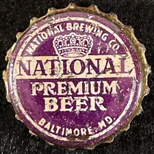 NATIONAL PREMIUM CORK LINED CONE TOP BOTTLE CAP BALTIMORE MARYLAND NATTY BOH OLD