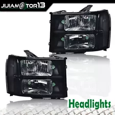 Fit For 2007-2013 GMC Sierra 1500 2007-2014 2500HD 3500HD Black Headlights Lamps (For: More than one vehicle)