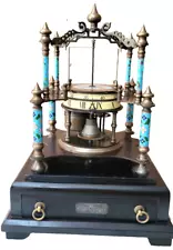 Fabulous CLOISONNE FLYING PENDULUM FUSEE SKELETON CLOCK -Glass Dome & Front Door