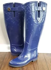 Louis Vuitton Monogram Rubber Rain Boots Shoes Women 36 Dark blue