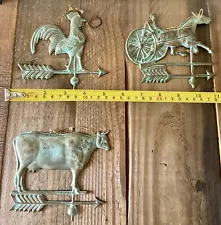 VTG Look Copper Antique Horse Cow Farm Rooster Weathervane Decoration Farmhouse