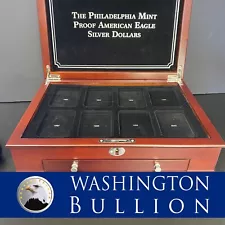 Wooden PCS Display Box for The Philadelphia Mint Proof American Eagle Silver Dol