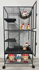 LARGE Double Unit 1/2-inch Bar Cage For Ferret Guinea Pig Chinchilla Bunny Mice