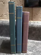 Set of 3-Vintage Mauve Blue & Green Small Faux Wood Books for Home Shelf Decor