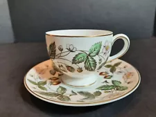 Wedgwood Strawberry Hill Tea Cup and Saucer Gold Rim England Bone China