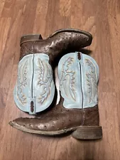 Tony Lama® Men's Jacinto Sky Blue & Ostrich Square Toe Boots EP6093