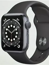 Apple Watch 6 Series 44MM Space Gray Aluminum Case BLACK SPORT Band NIB GPS+CELL