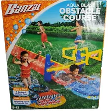 Banzai Aqua Blast Obstacle Course Slide 16'L Inflatable Backyard Aqua Water Park