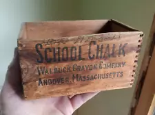 ANTIQUE DOVETAIL WOOD BOX SCHOOL CHALK WALBUCK CRAYON CO ANDOVER,MASS EARLY 1900