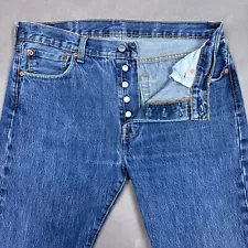 Levis 501 Jeans Mens 34x32 Blue Button Fly Denim Pants Faded Chore Work Street