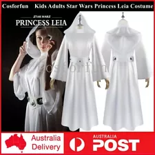 Star Wars Princess Leia Costume Cosplay Dress Women White Hooded Dress Halloween