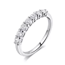 3mm D Color Moissanite Half Eternity Band Wedding Ring Women 925 Sterling Silver