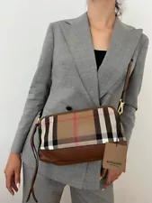 Burberry House Check Abingdon Derby Crossbody Bag Brown