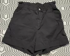 Seed Heritage Womens Black High Waisted Cotton Shorts Size 10