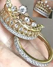 GOLd Crown princess queen tiara Ring Band 2 set 14K cz Anos Quince 7 ask 6 8