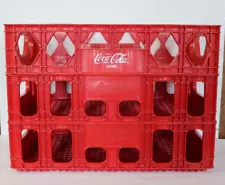 3 VTG Plastic Coca-Cola Soda Stackable Crates, Red, 18.5"x12.5"x4"