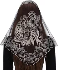 Traditional Triangular church veil - Spanish Style with Holy Grail Blackgold 1