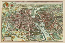 1615 Map of Paris France Historic Old Map - 16x24