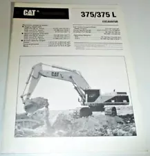 Caterpillar 375 / 375L Excavator Specifications Sales Brochure AEHQ3850-01 1994