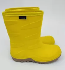 Hisea Unisex Kids Yellow Pull On Mid-Calf Waterproof Rain Boots Youth Size 4