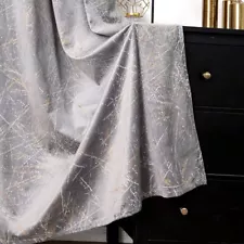 Christmas Grey Velvet Curtains Embossed Grommets Luxury Living Room Bedroom D...