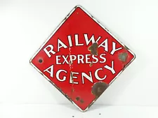 Authentic - Railway Express Agency Porcelain Sign - Vintage