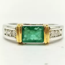 Jewelry Ring Emerald 1.09ct Platinum X K18 1320404