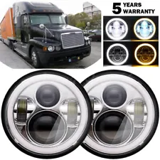 Pair 7" LED Headlights Chrome Hi/Lo DRL For Freightliner Century Class 1996-2011 (For: 1999 Freightliner Century Class)