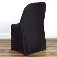 10 Black POLYESTER Folding Flat CHAIR COVERS Wedding Banquet Dinner Decorations