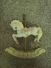 Vintage 5" Carousel Unicorn Figurine With Flowers On Teeter Totter