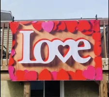 LOVE HEARTS BANNER (VERY SOFT) 87”X60” Valentines Day HUGE!!! OVERSIZED