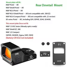 EDC 3 MOA Red Dot Sight Optic Tele scope OWL for S&W M&P M2.0 SD9 SD40 Dovetail