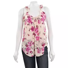 **SALE!** Rebecca Taylor Floral 100% Silk Sequin Racerback Top w/ Ruffles size 4