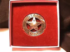 "TEXAS STATE RANGER" STERLING FRANKLIN MINT BADGE 1987 PRSENTATION BOXED