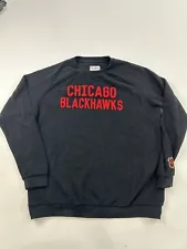 Chicago Blackhawks Sweatshirt Mens XL Black Crew Neck Fleece Pullover Red Jacket