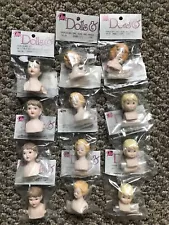 Mangelsens Porcelain Doll Heads Hands Girl Boy Lady 1.5-2" Vintage Lot of 12 NIP