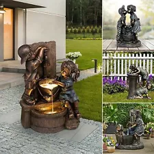 Boy&Girl Statue Resin Decor Antique Vintage Garden Lawn Yard Fountain Ornaments