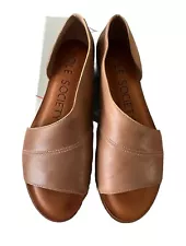 SOLE SOCIETY Colvan Leather Open Toe Flats Caramel Size 7.5 New In Box