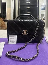 New Chanel Flap Bag With Top Handle Black With Gold Hardware