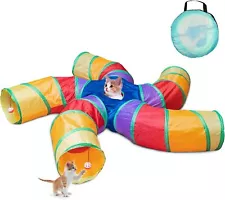 Cat Tunnel for Indoor Cats, 5 Way Large Cat Tube with Play Ball, S-Shaped