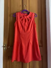 48hr SALE! MADAM RAGE 60s Style Coral Red Sleeveless Lined Shift Dress Size 10