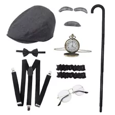 Gangster Costume Men Great Gatsby Roaring 20s Accessories for One Size Newsboy